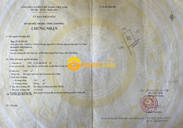 Bán 2.200m2 đất view nghỉ dưỡng thôn phú an,xã phú hội,đức trọng,lâm đồng.giá 2.8 tỷ tl